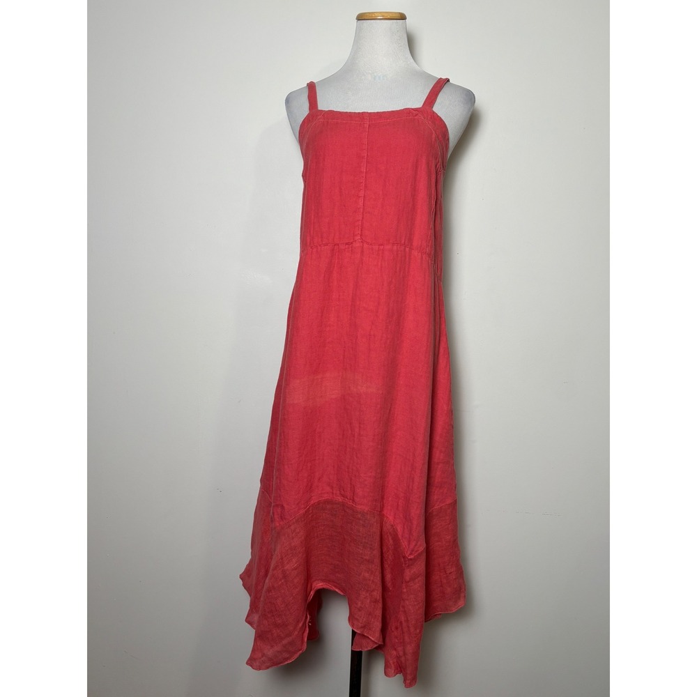 Dylan Linen Midi Dress Small Fairy Grunge Asymmetric Indie Distressed Sleeveless